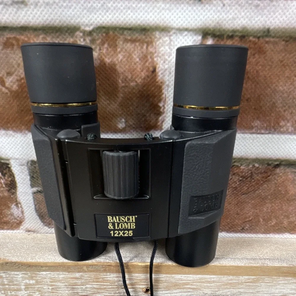 Bausch & Lomb 12x25 Compact Binoculars 12x Coated Roof Prism Black w/ Case